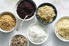 A variety of boiled grains. Food styled by Simon Andrews. (David Malosh/The New York Times)