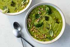 Chilled Zucchini Soup With Lemon and Basil.  (Nico Schinco/The New York Times)