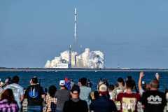 Blue Origin New Glenn rocket carrying two satellites for NASA's EscaPADE mission to orbit Mars launches from Cape Canaveral Space Force Station in Cape Canaveral