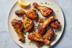 Baked chicken drumsticks. Food Stylist: Simon Andrews. (Christopher Testani/The New York Times)