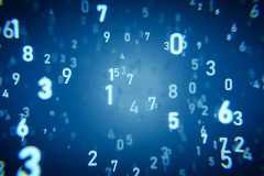 White numbers floating in a blue digital abstract cyberspace