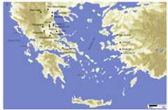 Figure 1. Map of the Aegean with a selection of Neolithic sites mentioned in the text  As we do not dispose of enough information regarding decorated pottery from closed or ongo- ing projects in the Western Thessalian sites of Ag. Anna Tirnavou, Prodromos I-III, Theopetra or Sykeon (Chourmouziades 1971; Krahtopoulou et al. 2020; Kyparissi-Apostolika 2000; Chatziangelakis and Vou- zaxakis 2022), we will focus instead on Eastern Thessaly (Figure 1). 