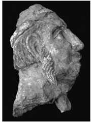 Figure 14. Khalchayan clay sculpture, late second-—first centuries BC. a, a Numismatically the Sakaraules can be associated with early Sogdian coins depict- ing a ruler in profile on the obverse and an archer on the reverse (Fig. 13). The other group that hypothetically can be related to this period or earlier is the early imitation of Antiochus I’s coins with a horse’s head on the reverse. Geographically both types are concentrated around Sogdia, including the Bukhara region. But chronologically, it seems very probable that the tribes around the Bukhara oasis had already gained their independence in the Seleucid period, while Sogdia and Bukhara itself became free from Greek power during the reign of Euthydemus I (Bopearachchi 1990). Numerous imi- tations of his coins testify to this. We have another imitation of Greek coinage, namely of Eucratides’ coins. Imitations of his obols are clearly local to the region of southern Tajikistan and partially in Uzbekistan. It is confirmed by Strabo’s information on the Parthian annexation of the Bactrian territories (i.e. the satrapies of Aspiona and