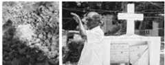 Fig. 21 - Descendant sitting on his ancestors’ grave; the ‘Belnots’ first Polish settler of Cazale; Cazale cemetery  Fig. 20 - Purported head- stone of “Zal”: mvthical 