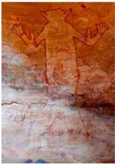 Fig. 4. The Great god of Sefar with raised hands, horns and an enigmatic oval between his legs.