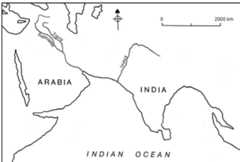 Fig. 1: The western coastline of the Indian Ocean about 10,000 BC; an approximation necessarily inaccurate in detail (drawn by Ann Searight). 