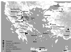 Figure 1. The circum-Aegean world and neighboring areas (Marmara region and Lake District), with sites mentioned in the text. 