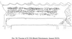 Commentary: Although the beginning of line 2 and the entire line 3 are almost  illegible, some observations can be made about the text. T that it is a standard tomb inscription. It very likely begins pronoun ebéfine, of which, however, only the first two let  he preserved parts show with the demonstrative ers are identifiable with  relative certainty. It is succeeded by the designation of the tomb in the accusative singular ending in -uv. Following the conjunction me, the denasalized enclitic accu-  sative pronoun -e, and the reflexive particles -ti, we find preterite of the verb prinawa- and the name of the grave  the 3 person singular owner. The letters, and  among them especially the third one, are not clearly identifiable, but a reading 