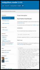 Information about the `realpython-reader` package at PyPI