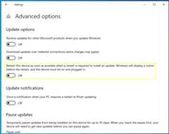Windows Settings to turn off auto reboot