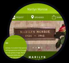 Marilyn Monroe memorial on the app