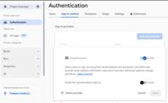 Enabling Email Auth in Firebase Console