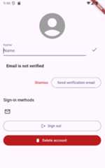 Profile screen with email authentication implemented