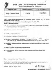 Photocopy: Irish Load Line Exemption Certificate