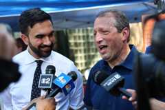 NYC mayoral candidates Zohran Mamdani and Brad Lander on June 24.  