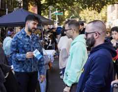 Zohran Mamdani talked with constituents at the 2022 block party organized by Tikkun BBQ on 31st Avenue in Astoria.