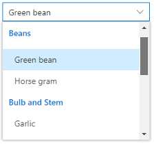 Vue Dropdown List with category grouping.