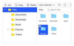 Content pane in Vue File Manager.