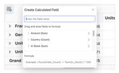 Calculated field, user-defined field in Vue Pivot Table control.