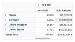 Cell selection in Vue Pivot Table control.