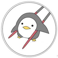 ペンギンの両脇にデカイお箸を1本ずつ抱えているイラスト