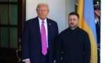 US President Donald Trump welcomes Ukrainian President Volodymyr Zelensky as he arrives for a meeting at the White House in Washington, DC, on October 17, 2025.