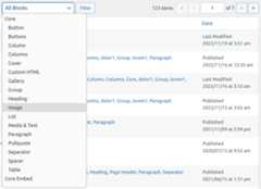Screenshot of Block Catalog Filter