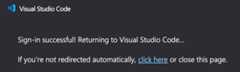 VS Code sign-in successful page