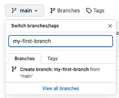 image showing my-first-branch entry