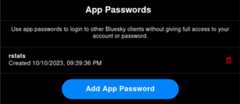 page to create new app passwords