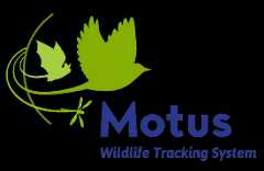 Motus Logo showing blue text 'Motus Wildlife Tracking System' to the right of pale green images of a bat, bird and dragonfly at the ends of green curved lines