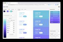 Leonardo web app with color inputs, interpolated gradient, contrast ratio input, and demo of colors applied to text and a button.