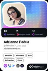 Adrianne's Dev Card