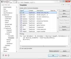 Template Preference Page