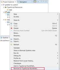 TypeScript Build Path Remove Menu