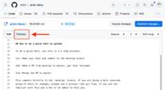 Screenshot of the location of the preview button on the edited page in Github
