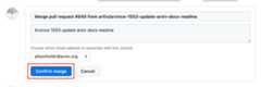Screenshot of how to confirm merging your PR in Github