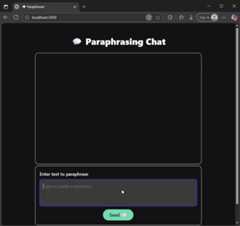 NodeJS application showing paraphrasing screen