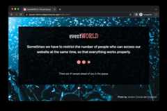 A screenshot of the queue page for a ticketing website. It reads: Sometimes we have to restrict the number of people who can access our website at the same time, so that everything works properly. There are 46 people ahead of you in the queue.