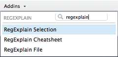 regexplain in the Rstudio Addins dropdown