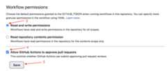 GitHub actions settings