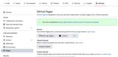 GitHub Pages settings