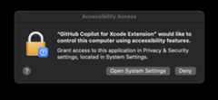 Screenshot of accessibility permission request