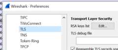 Screenshot showing part of the TLS menu.