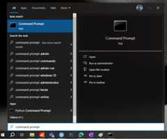 Image showing how to locate and open the Windows command prompt.
