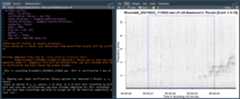 Illustration of outputs when using the function birdnet_verify. Left side of image shows interactive RStudio interface used for verification, right side depicts spectrogram of detected event to be verified, with a blue border showing the time boundaries of the detection.