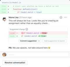 Pull request comment on GitHub