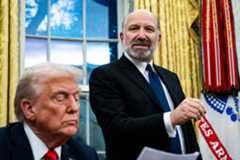 Howard Lutnick with President Donald Trump, during an executive order signing in the Oval Office of the White House in Washington, DC, on Monday, Feb. 10, 2025.