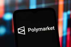 Polymarket logo is seen displayed on a smartphone screen