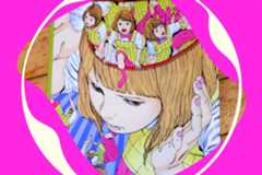 Dementia 21 cover of Yukie Sakai holding hear head as tons of tiny versions of her pop out of it.